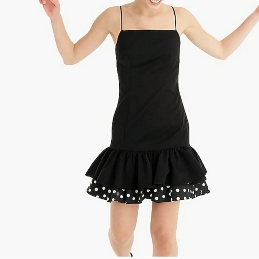 J. CREW FAILLE DRESS black and white polka dots